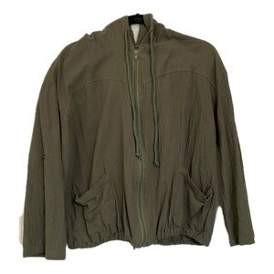 Olive 100% Cotton Green Hooded Jacket